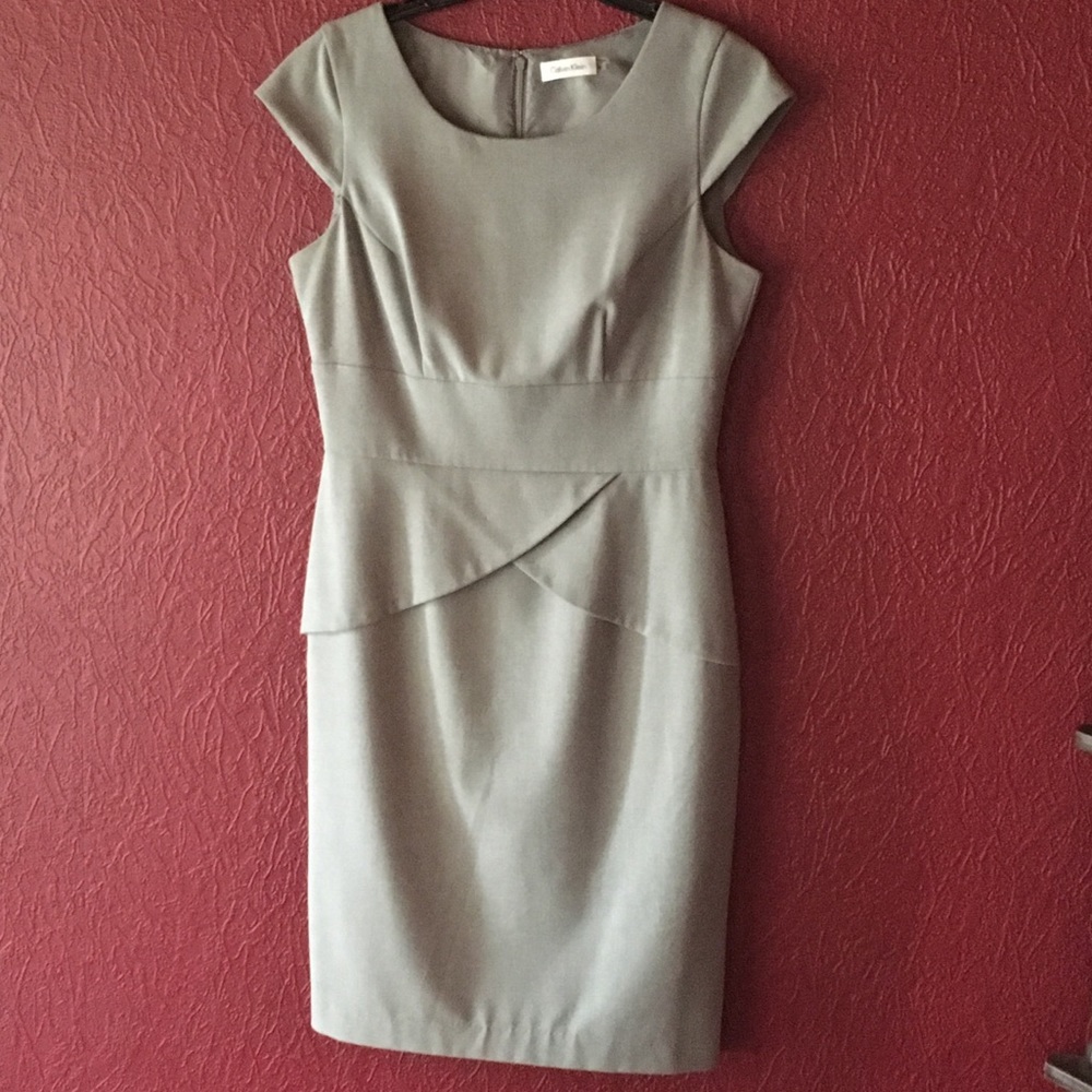 Calvin Klein Cap Sleeve Peplum Career Dress-6